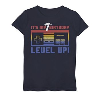 Girls 7-16 Nintendo It's My 7th Birthday Level Up! SNES Controller Graphic Tee