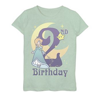 Girls 7-16 Nintendo Super Mario Rosalina And Luma 2nd Birthday Moon Portrait Graphic Tee