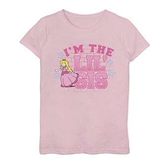 Girls 7-16 Nintendo Super Mario Peach I'm The Little Sister Graphic Tee