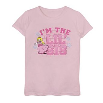 Girls 7-16 Nintendo Super Mario Peach I'm The Little Sister Graphic Tee