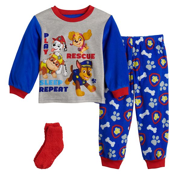 Toddler Boy Paw Patrol Go Team 2 Piece Fleece Pajama Set With Socks