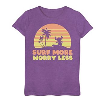 Disney's Lilo & Stitch Girls 7-16 Surf More Worry Less Retro Portrait Graphic Tee