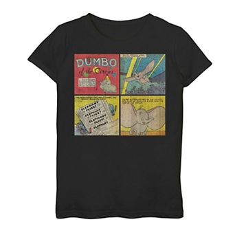 Disney's Dumbo Girls 7-16 Vintage Distressed Comic Strip Graphic Tee