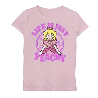 Girls 7-16 Nintendo Super Mario Peach Life Is Just Peachy Hearts Logo Graphic Tee