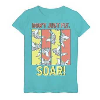 Disney's Dumbo Girls 7-16 Don't Just Fly, Soar! Collage Vintage Poster Graphic Tee