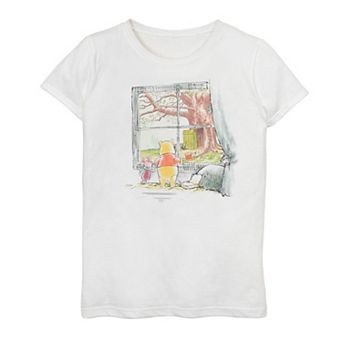 Disney's Winnie The Pooh Girls 7-16 Piglet And Pooh Window Sketch Graphic Tee