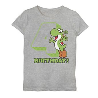 Girls 7-16 Nintendo Super Mario Yoshi 4th Birthday Action Portrait Graphic Tee