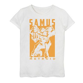 Girls 7-16 Nintendo Metroid Samus Returns Warrior Pose Graphic Tee