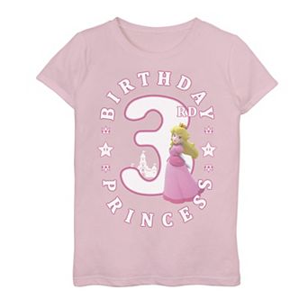 Girls 7-16 Nintendo Super Mario Princess Peach 3rd Birthday Princess Portrait Graphic Tee