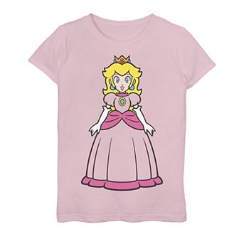Girls 7-16 Super Mario Princess Peach Simple Portrait Graphic Tee