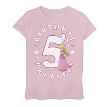Girls 7-16 Nintendo Super Mario Princess Peach 5th Birthday Princess Portrait Graphic Tee