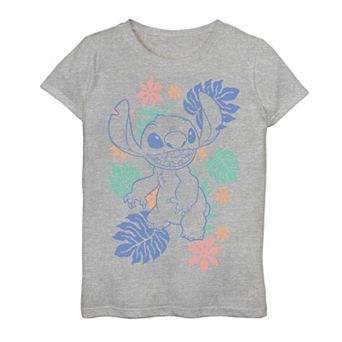 Disney's Lilo & Stitch Girls 7-16 Hawaiian Plants Stitch Outline Sketch Graphic Tee