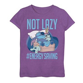 Disney's Lilo & Stitch Girls 7-16 Not Lazy #Energy Saving Portrait Graphic Tee