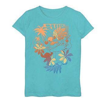 Disney's Lilo & Stitch Girls 7-16 Ukulele Tropical Portrait Outline Graphic Tee