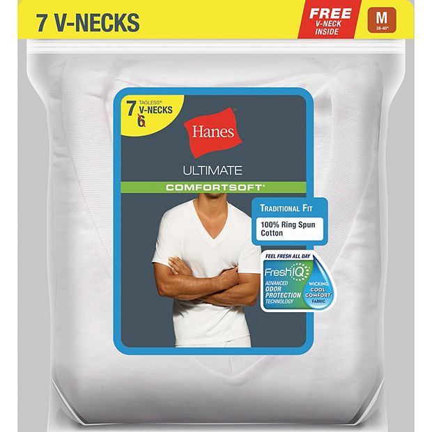 Men's Hanes Ultimate® ComfortSoft 6-pack + 1 Bonus V-Neck Tees