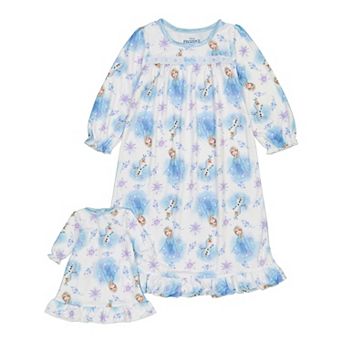 Disney's Frozen 2 Elsa Toddler Girl Night Gown & Doll Gown Set