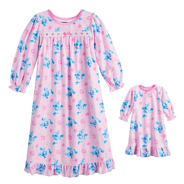 Toddler Girl Blues Clues Fun with Blue Nightgown & Doll Gown