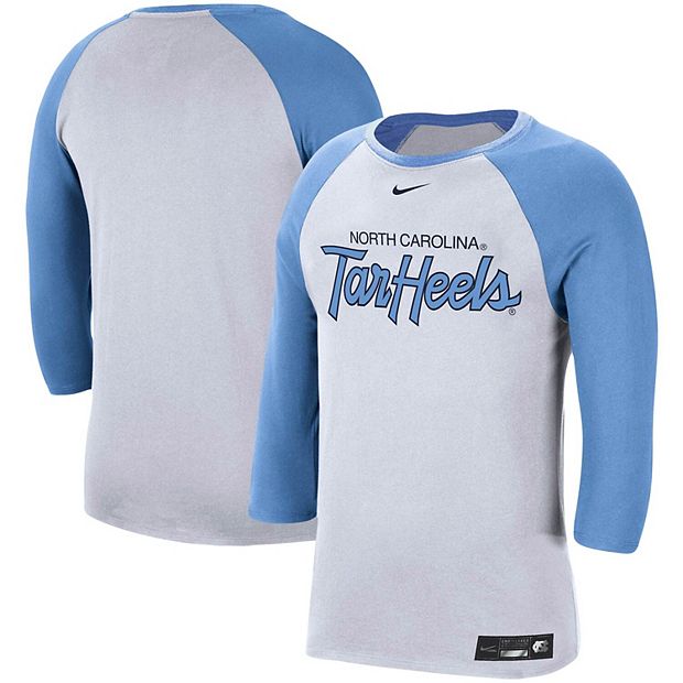 Men's Nike White/Carolina Blue North Carolina Tar Heels Baseball  Performance Raglan 3/4-Sleeve T