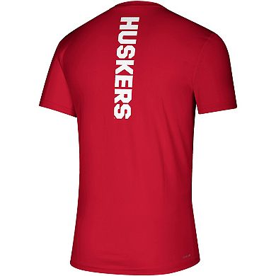 Men's adidas Scarlet Nebraska Huskers School Logo Two-Hit climalite T-Shirt