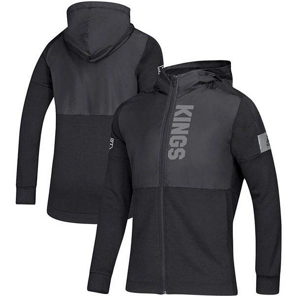 Men's Los Angeles Kings adidas Black Squad Woven Full-Zip Hoodie