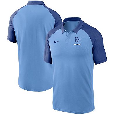 Men's Nike Light Blue Kansas City Royals Legacy Tri-Blend Raglan Performance Polo