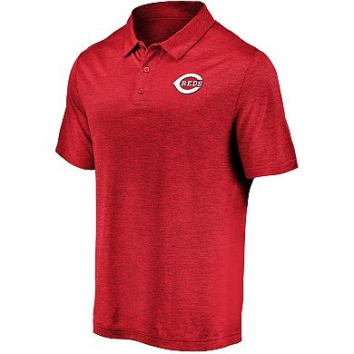 Men's Fanatics Heather Red Cincinnati Reds Iconic Striated Primary Logo Lightweight Polo
