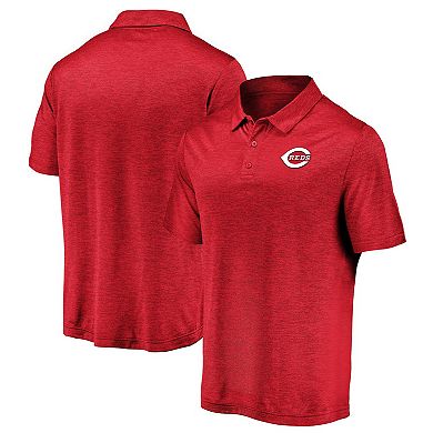 Men's Fanatics Heather Red Cincinnati Reds Iconic Striated Primary Logo Lightweight Polo