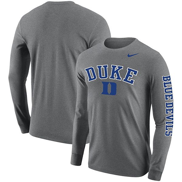 Men's Nike Heathered Gray Duke Blue Devils Arch & Logo Two-Hit Long ...