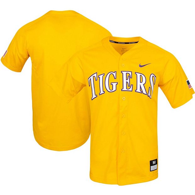 Men's Nike Natural LSU Tigers Replica Full-Button Baseball Jersey