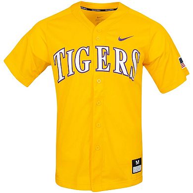 Men's Nike Gold LSU Tigers Vapor Untouchable Elite Replica Full-Button Baseball Jersey