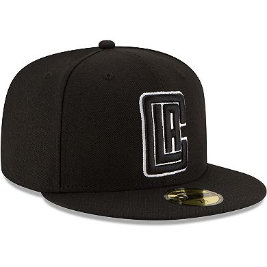 Men's New Era Black LA Clippers Black & White Logo 59FIFTY Fitted Hat