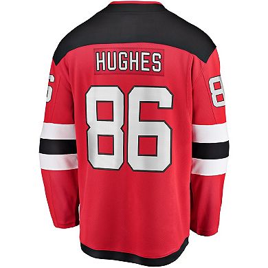 Men's Fanatics Branded Jack Hughes Red New Jersey Devils Home Premier Breakaway Player Jersey