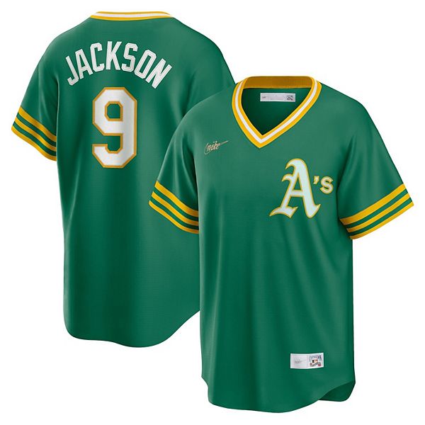 Men's Nike Reggie Jackson Kelly Green Oakland Athletics Road Cooperstown  Collection Player Jersey