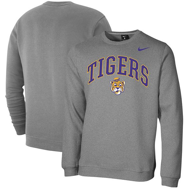 Men's Gray LSU Tigers Big Cotton Quarter-Zip Pullover Sweatshirt