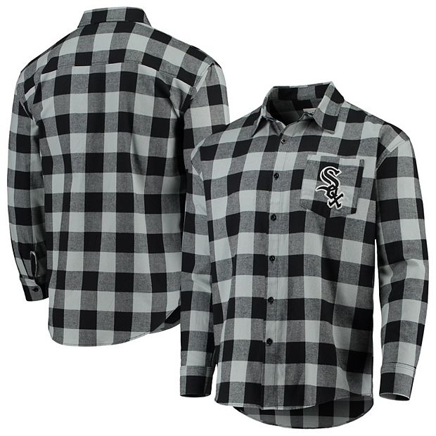 Men's Gray/Black Chicago White Sox Large Check Flannel Button-Up