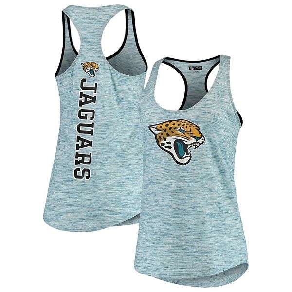 Women's New Era Black/Teal Jacksonville Jaguars Space Dye Scoop Neck  Racerback Tank Top