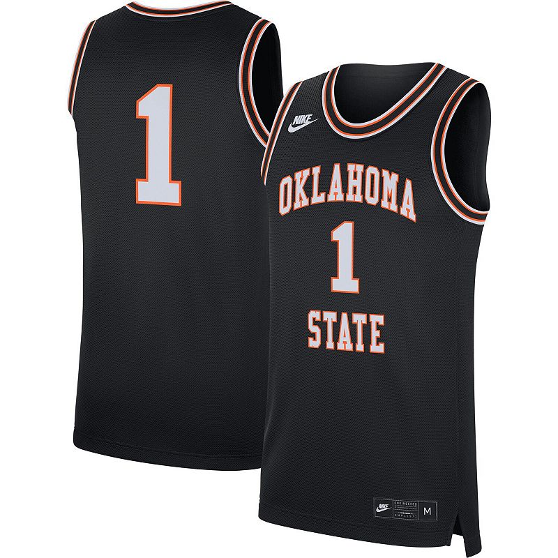 Men's Nike #1 Black Oklahoma State Cowboys Retro Replica Basketball Jersey, 