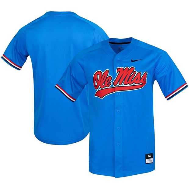 Men's Nike Blue Ole Miss Rebels Vapor Untouchable Elite Replica Full-Button Baseball  Jersey
