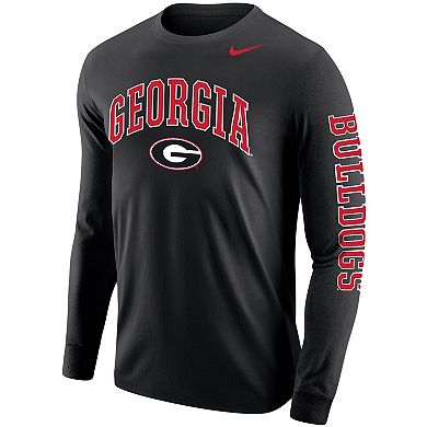 Men's Nike Black Georgia Bulldogs Arch & Logo Two-Hit Long Sleeve T-Shirt