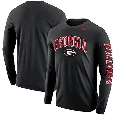 Men's Nike Black Georgia Bulldogs Arch & Logo Two-Hit Long Sleeve T-Shirt