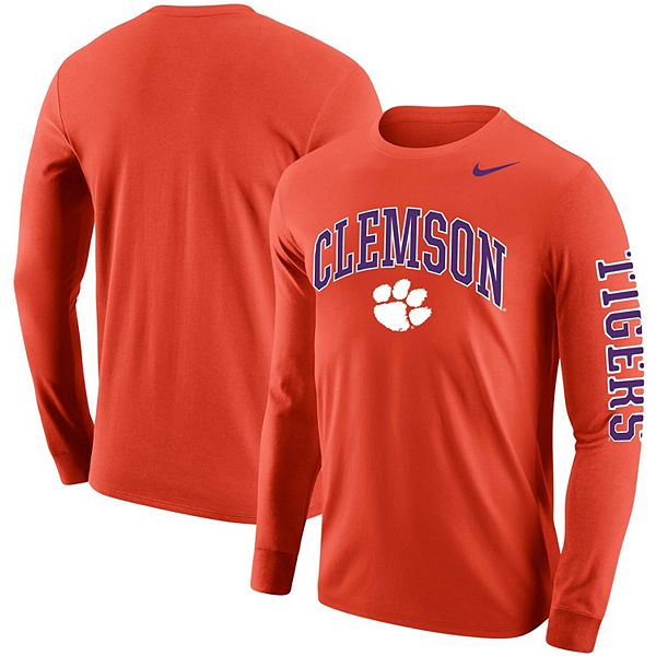 Men's Nike Orange Clemson Tigers Arch & Logo Two-Hit Long Sleeve T-Shirt