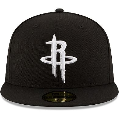 Men's New Era Black Houston Rockets Black & White Logo 59FIFTY Fitted Hat