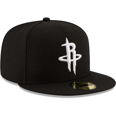 Men's New Era Black Houston Rockets Black & White Logo 59FIFTY Fitted Hat