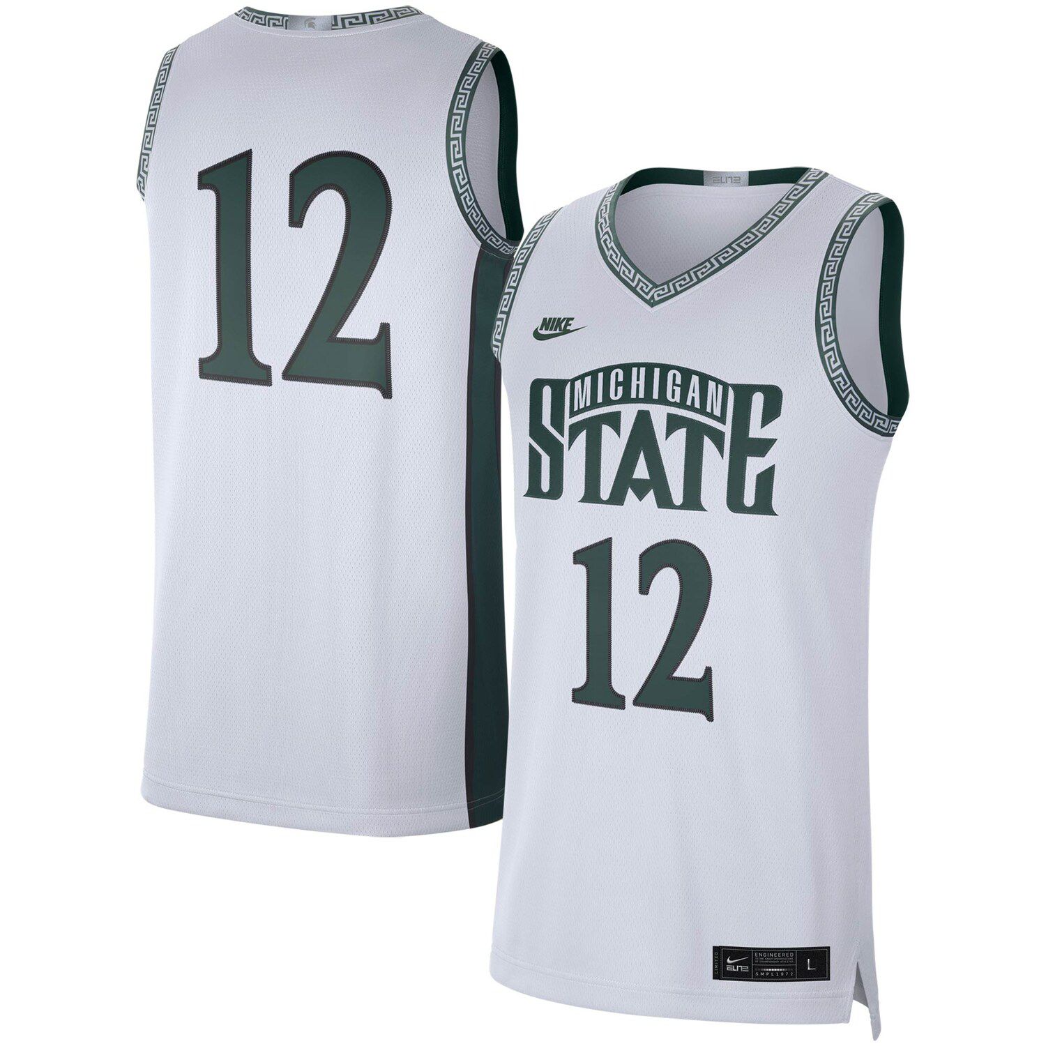 Nike #12 White Michigan State Spartans 