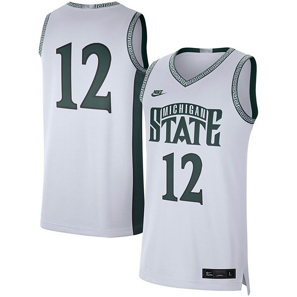 Men's Nike #12 White Michigan State Spartans Limited Retro Basketball Jersey