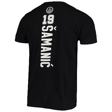 Men's Fanatics Branded Luka Samanic Black San Antonio Spurs Playmaker Name & Number Logo T-Shirt