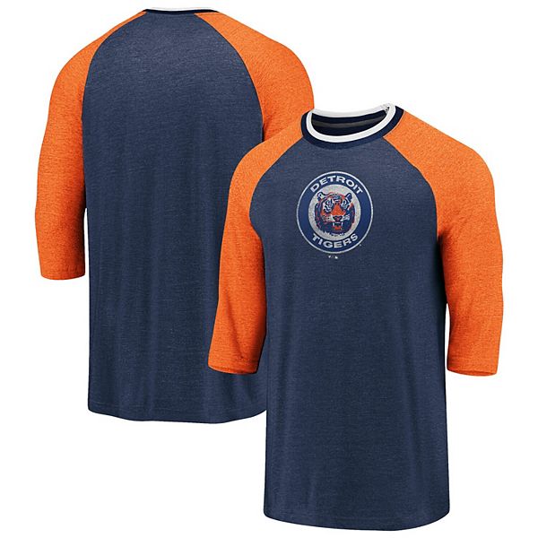 Nike Detroit Tigers Orange Cooperstown Tri-Blend 3/4 Sleeve Raglan T-Shirt