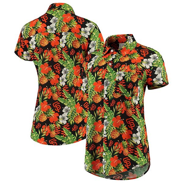 Women S Black San Francisco Giants Pineapple Button Up Shirt