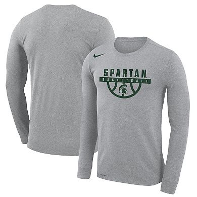 Men's Nike Gray Michigan State Spartans Basketball Drop Legend Long Sleeve Performance T-Shirt