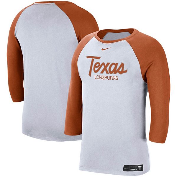 Men S Nike White Texas Orange Texas Longhorns Baseball Performance Raglan 3 4 Sleeve T Shirt